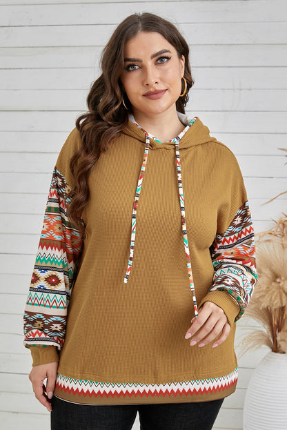 Rum Mirage Plus Size Hoodie: Waffle-Knit