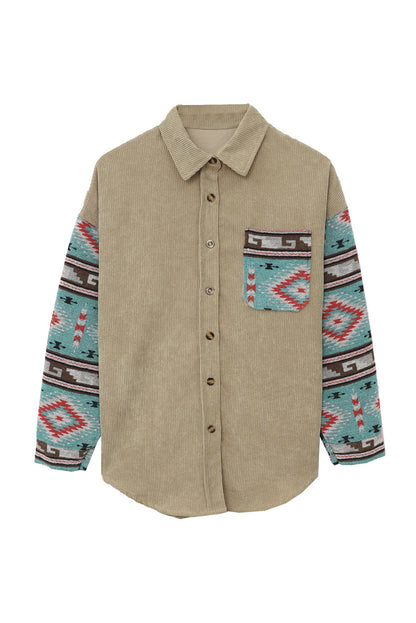 Chill Sands - Sleeve Pocketed Corduroy Shacket