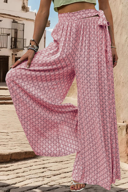 Marrakesh Mosaic - Printed Tied Wide Leg Pants