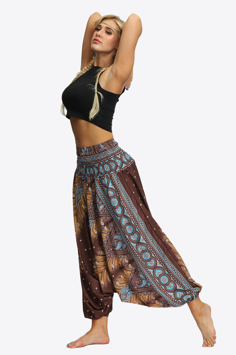 Umayyad Splendor - Printed Smocked Waist Harem Pants