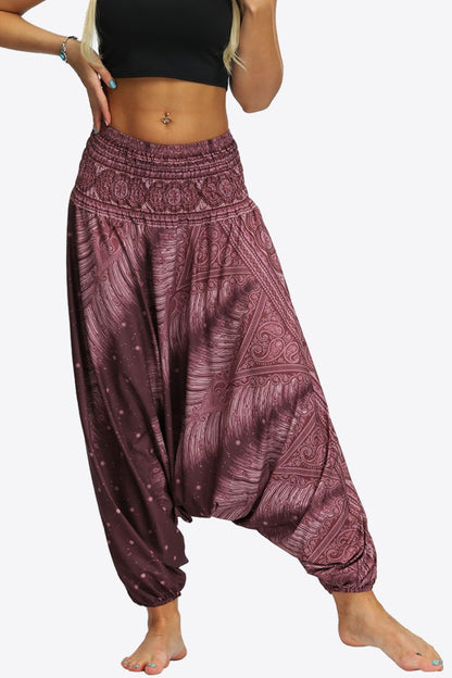 Umayyad Splendor - Printed Smocked Waist Harem Pants