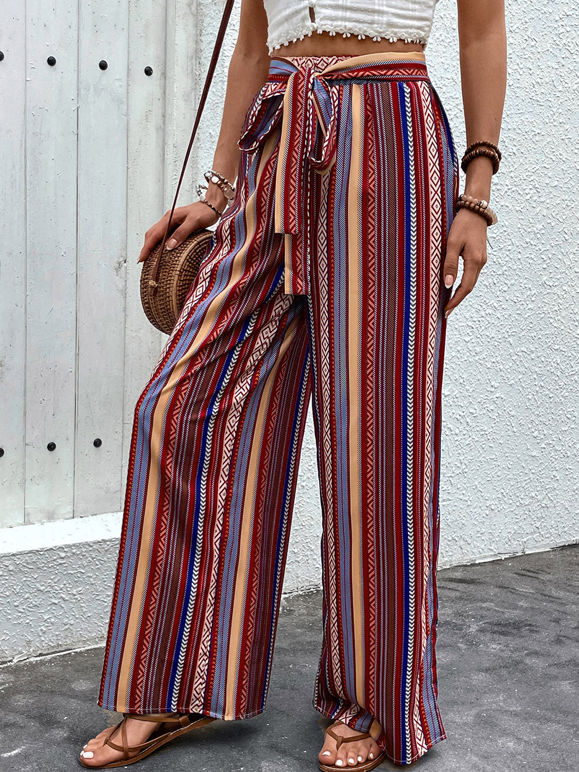 Balqa Geometric Wide Leg Pants