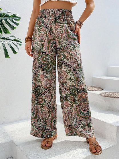 Mesopotamian Meadows - Paisley Printed Wide Leg Pants