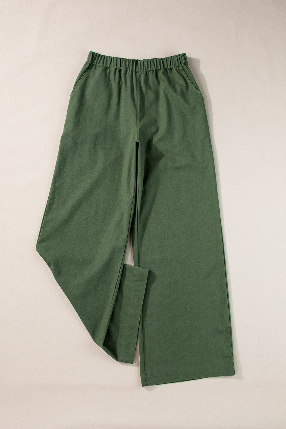 Abdali Walk | Fern Green Wide Leg Elastic Waist Pants - Urban Comfort Inspired