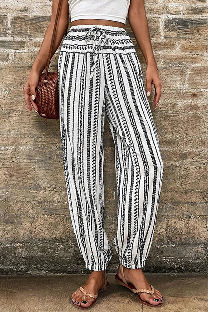 Nile River Inspired Printed Pants - Elastic Waist for Comfort