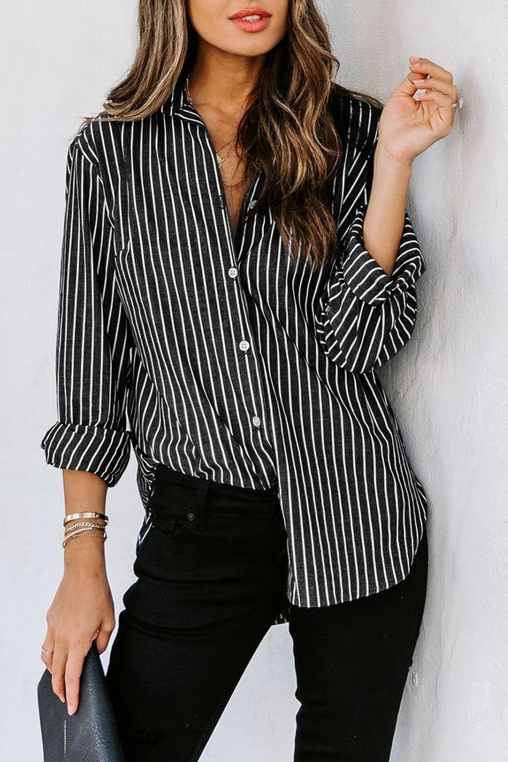 Amman dynamic | Striped Button Up Long Sleeve Shirt