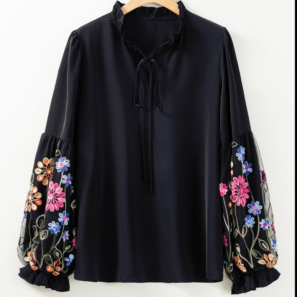 Cedar Bloom Flounce Sleeve Blouse