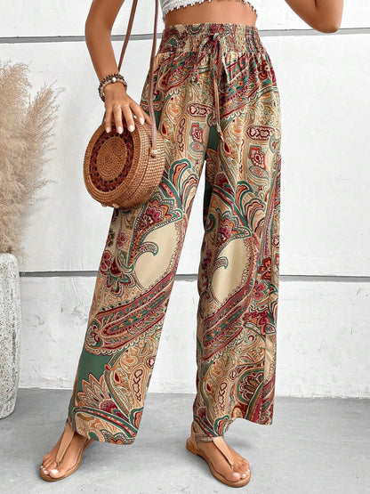 Mesopotamian Meadows - Paisley Printed Wide Leg Pants