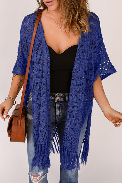 Cyrene Whispers - Open Front Cardigan with Fringes