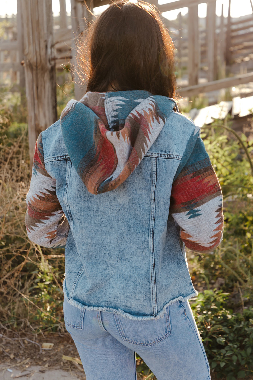 Sahara Sunset - Frayed Hem Denim Jacket