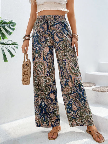 Mesopotamian Meadows - Paisley Printed Wide Leg Pants