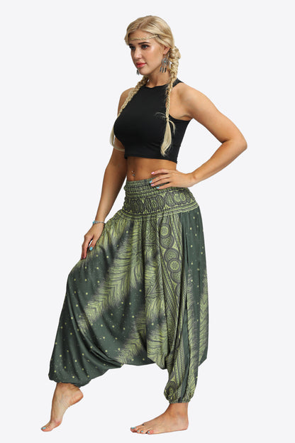 Umayyad Splendor - Printed Smocked Waist Harem Pants