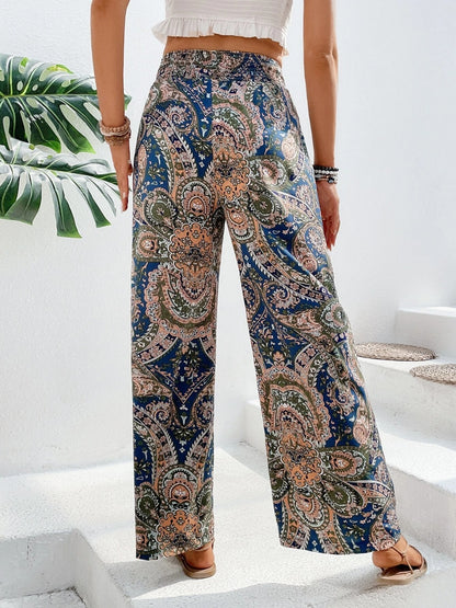 Mesopotamian Meadows - Paisley Printed Wide Leg Pants