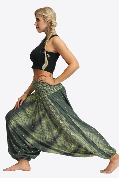 Umayyad Splendor - Printed Smocked Waist Harem Pants