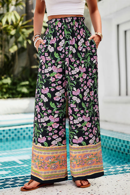 Shiraz Meadows - Printed High Waist Wide Leg Pants