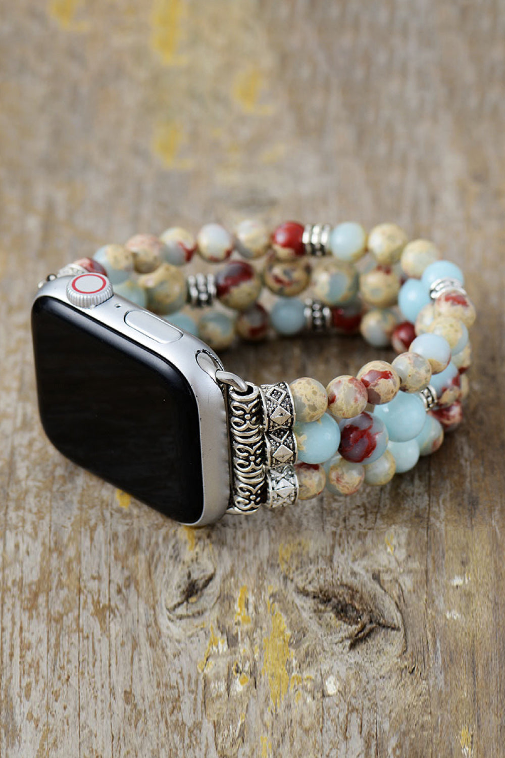 Kismayo Essence: Synthetic Imperial Jasper Beaded Watchband Bracelet