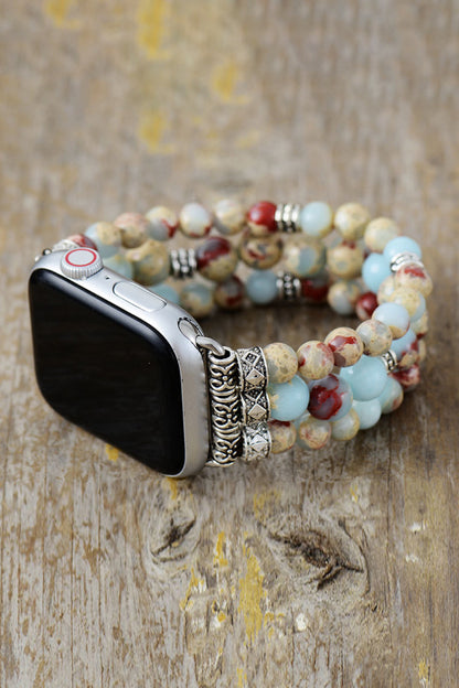 Kismayo Essence: Synthetic Imperial Jasper Beaded Watchband Bracelet