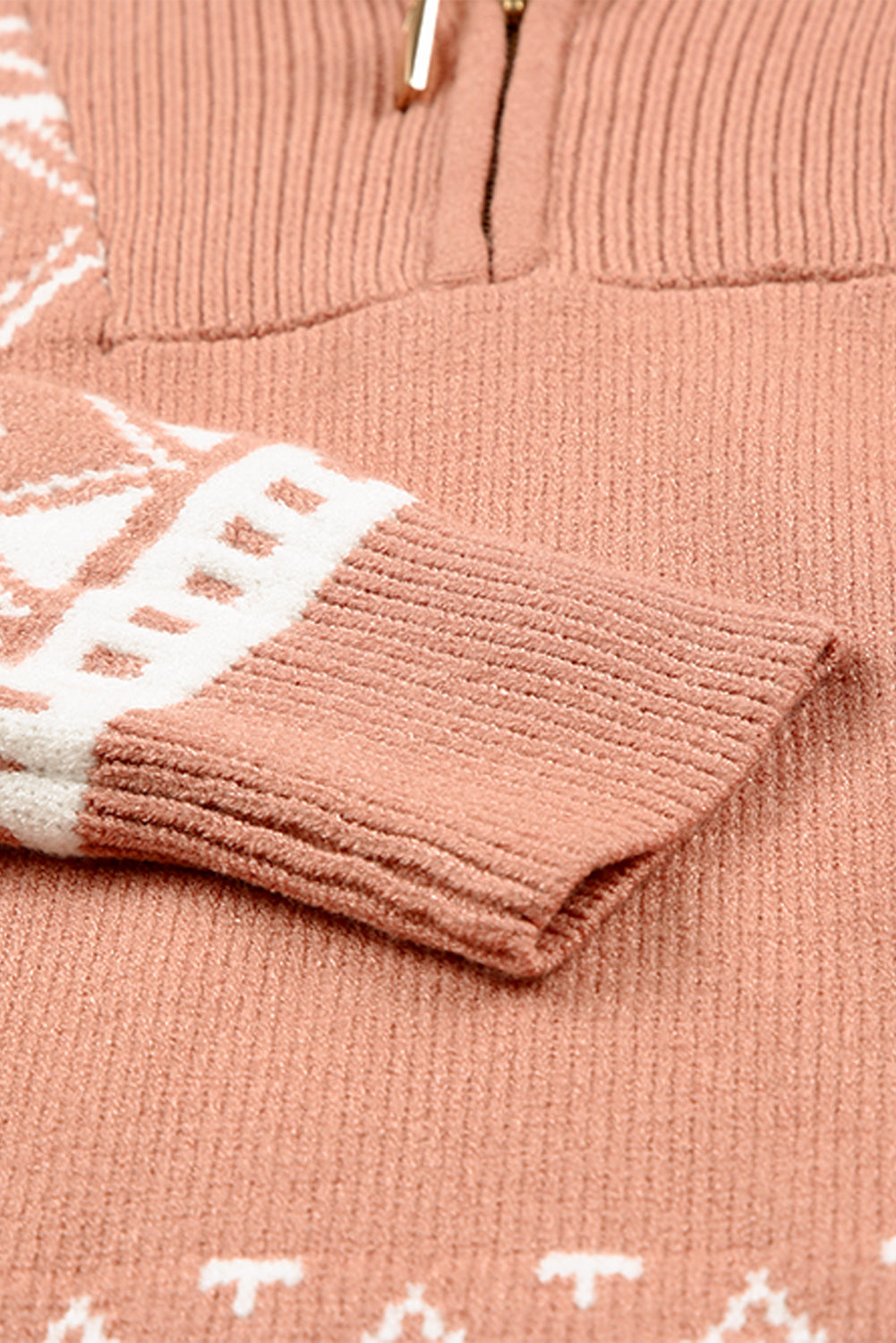 Rose Desert Geometry Quarter Zip Sweater