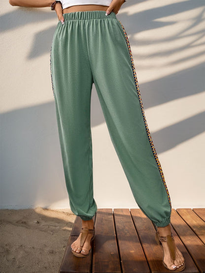 Western Sahara Inspired Patchwork Joggers - Elastic Waist Weave Band