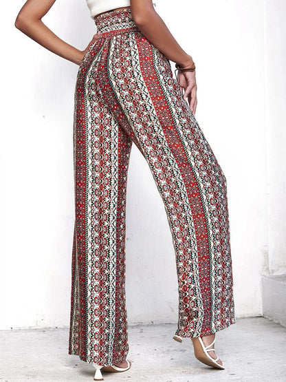 Ramtha Reverie - Printed Tie Waist Wide Leg Pants