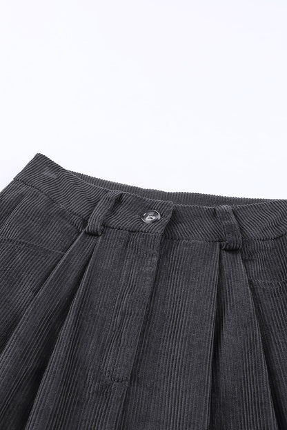 Abdali Aura - Gray Corduroy High Waist Straight Leg Pants