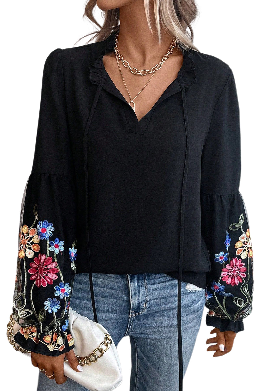 Cedar Bloom Flounce Sleeve Blouse