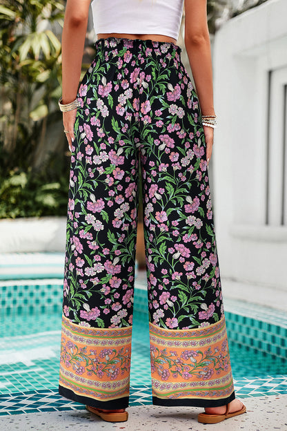 Shiraz Meadows - Printed High Waist Wide Leg Pants