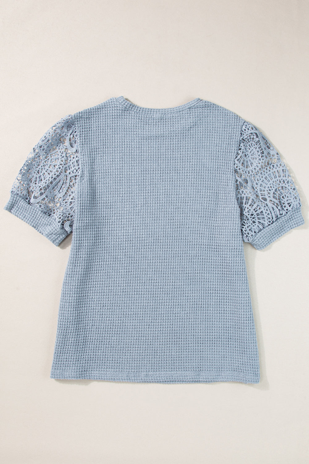 Azure Alexandria | Plus Size Textured Knit Lace Sleeve T-Shirt