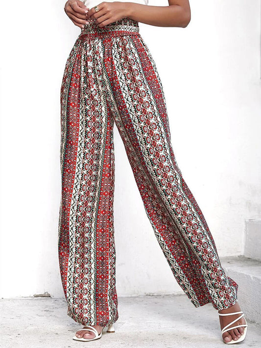 Ramtha Reverie - Printed Tie Waist Wide Leg Pants