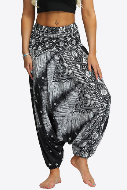 Umayyad Splendor - Printed Smocked Waist Harem Pants