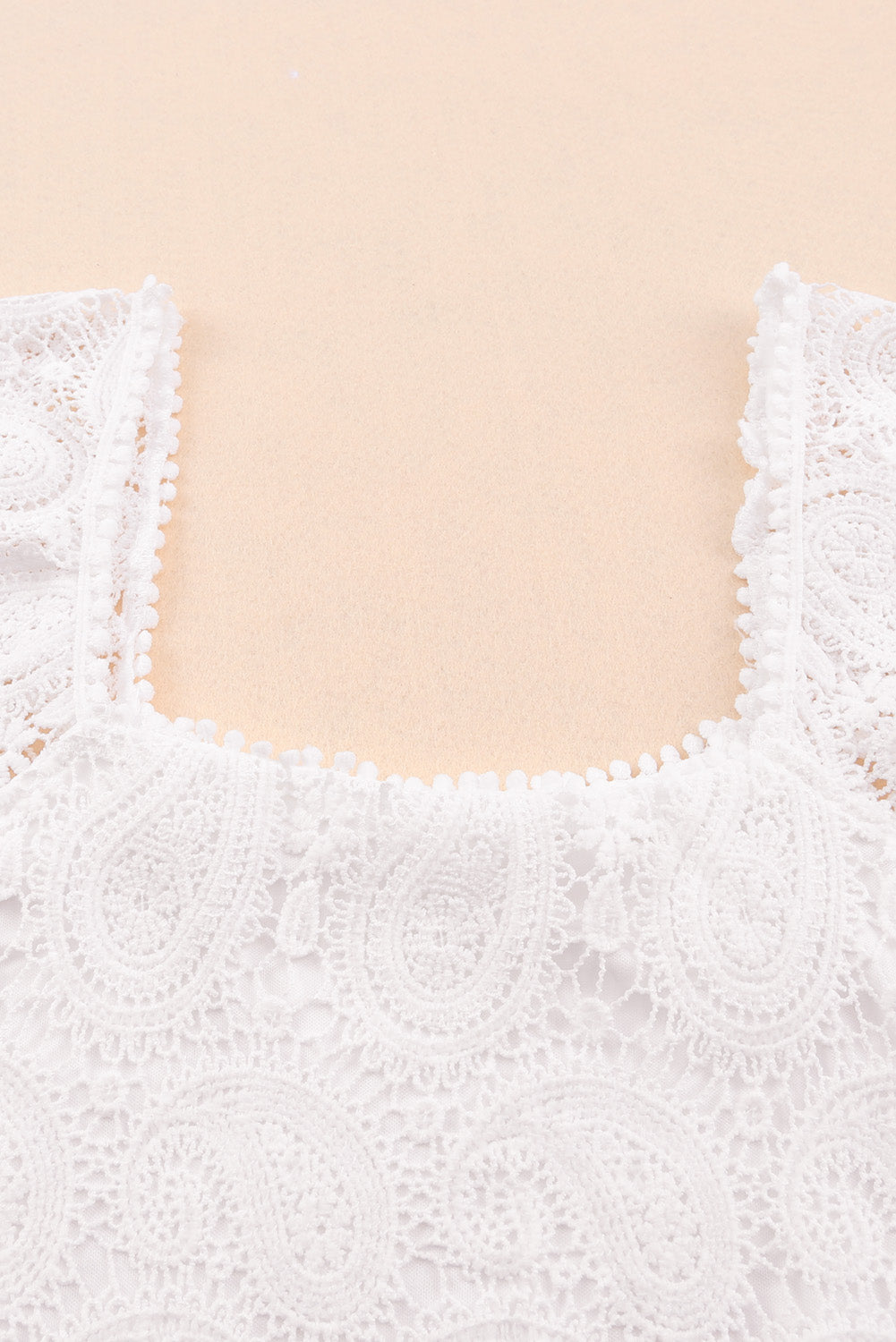 Paisley of Persia - Lace Crochet Ruffled Square Neck Tank Top