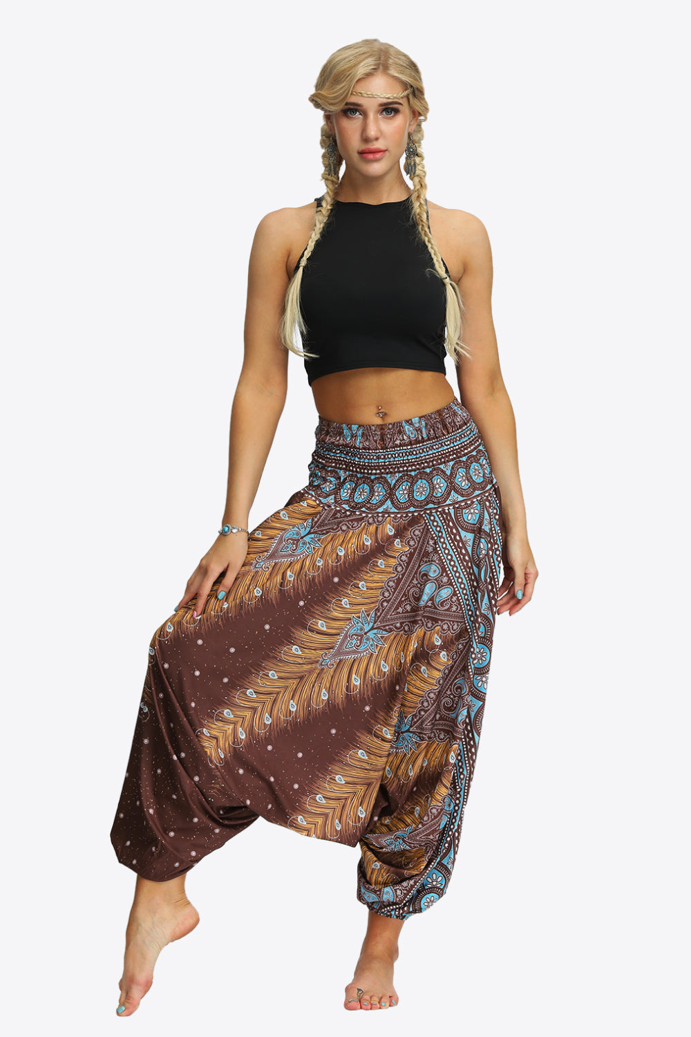 Umayyad Splendor - Printed Smocked Waist Harem Pants