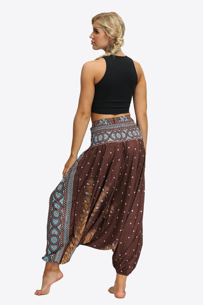 Umayyad Splendor - Printed Smocked Waist Harem Pants