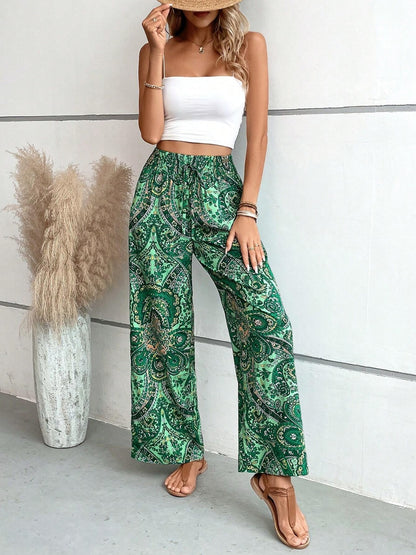 Mesopotamian Meadows - Paisley Printed Wide Leg Pants