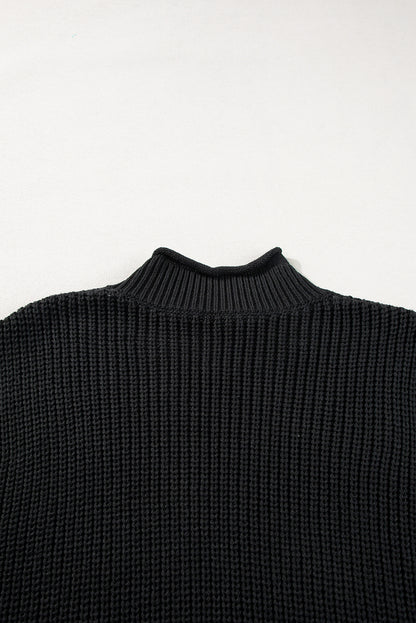 Midnight Marrakech | Cable Knit High Neck Sweater Vest - Black