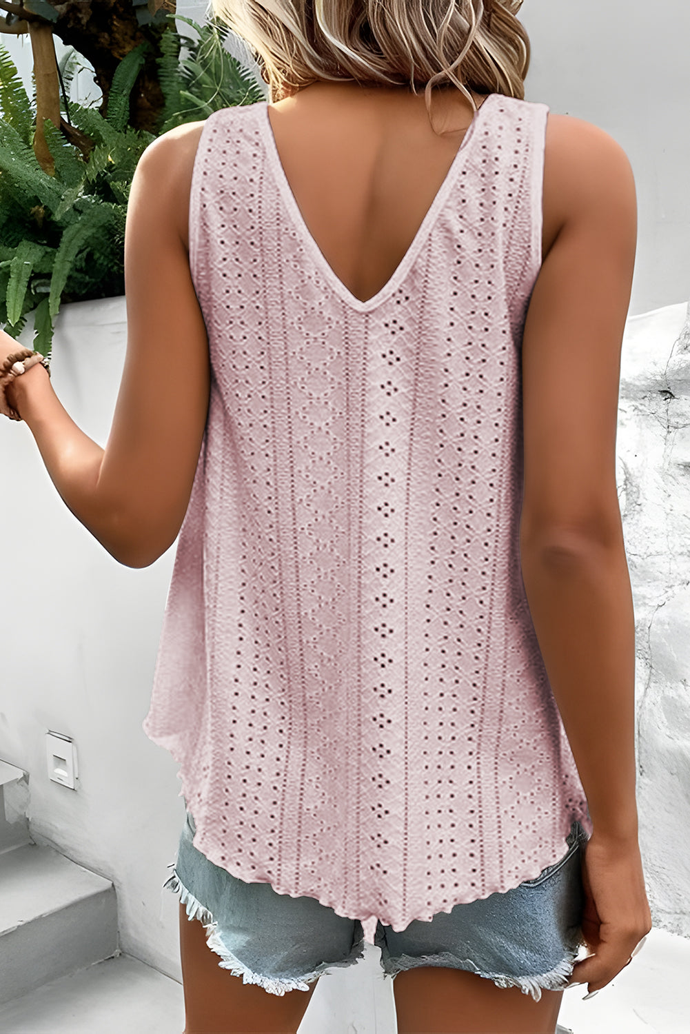 Casablanca Lace Crochet V-Neck Loose Tank Top