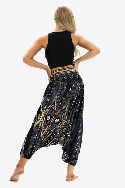 Umayyad Splendor - Printed Smocked Waist Harem Pants