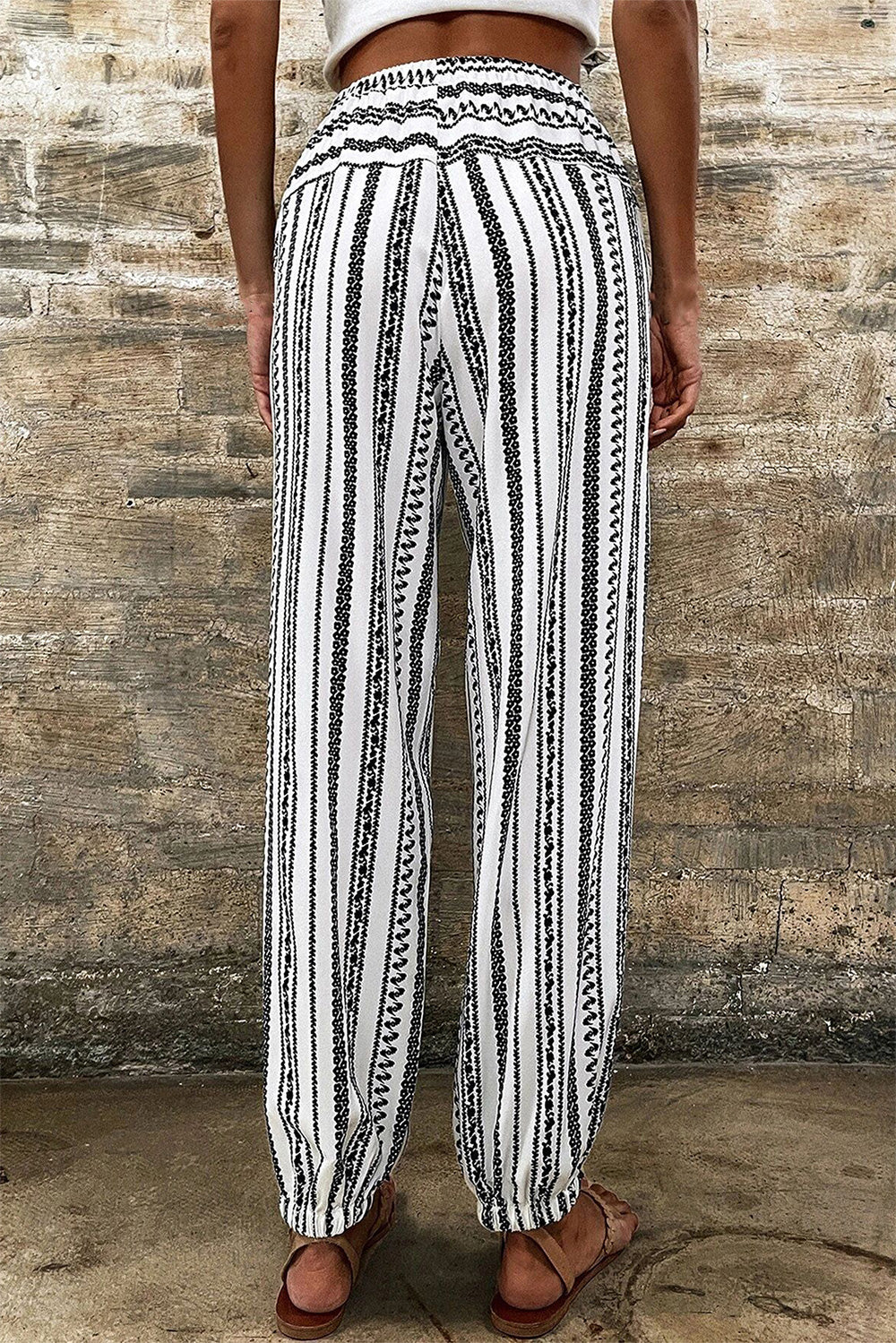 Nile River Inspired Printed Pants - Elastic Waist for Comfort