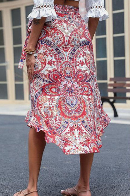 Shiraz Tapestry - Printed Asymmetrical Wrap Skirt