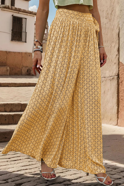 Marrakesh Mosaic - Printed Tied Wide Leg Pants