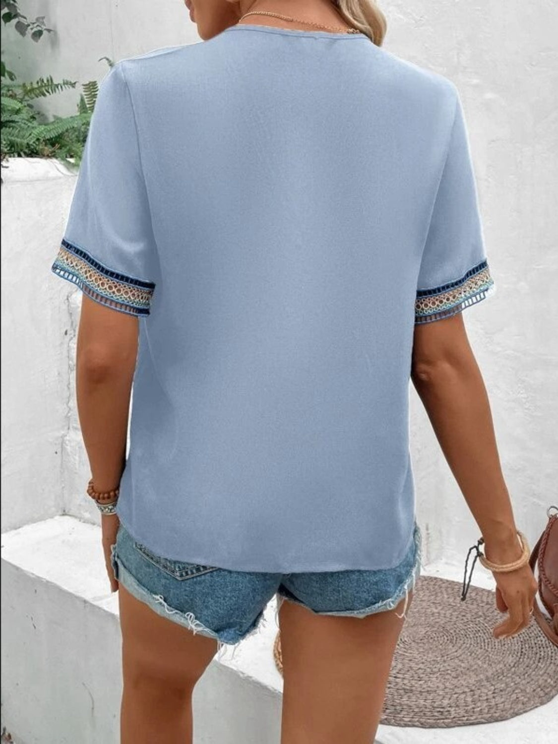 Casablanca Oasis V-Neck Short Sleeve Blouse