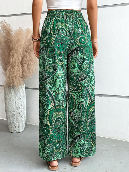 Mesopotamian Meadows - Paisley Printed Wide Leg Pants