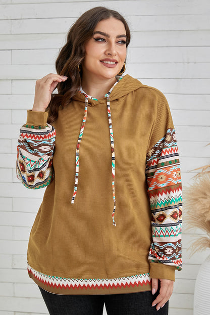 Rum Mirage Plus Size Hoodie: Waffle-Knit