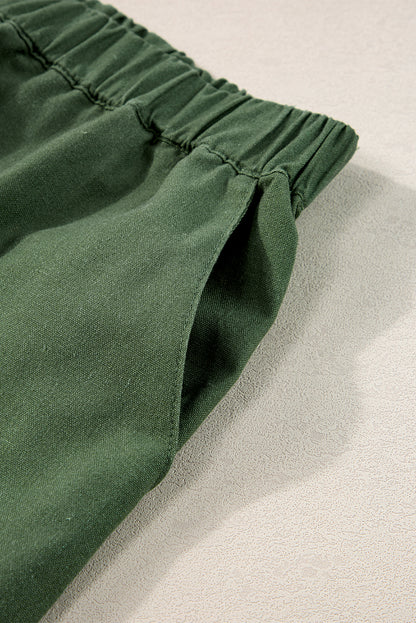 Abdali Walk | Fern Green Wide Leg Elastic Waist Pants - Urban Comfort Inspired