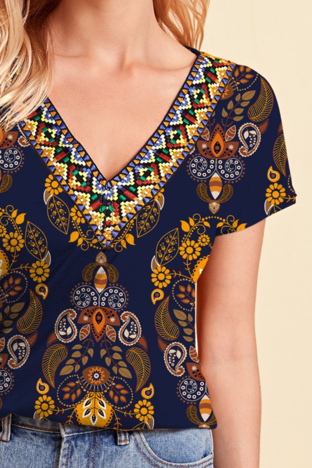 Marrakech Mosaic | V-Neck Short Sleeve T-Shirt