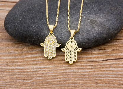 Envy's Lure: Crystal Hamsa (Khamsa) - Hand Pendant Necklace