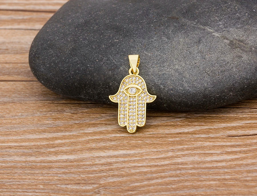 Envy's Lure: Crystal Hamsa (Khamsa) - Hand Pendant Necklace