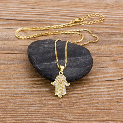 Envy's Lure: Crystal Hamsa (Khamsa) - Hand Pendant Necklace