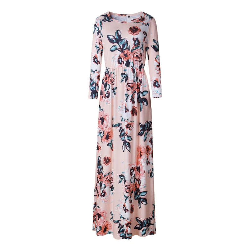 Madaba Spring Breeze: Pink Floral Maxi Dress