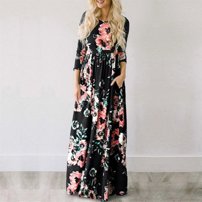 Madaba Spring Breeze: Pink Floral Maxi Dress